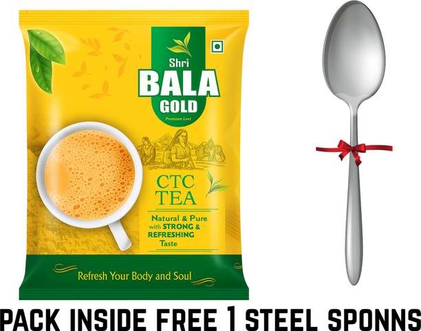 shri bala gold Premium Strong CTC Black Tea | Rich Aroma & Bold Taste | Perfect Morning Chai Tulsi Tea Blend Pouch
