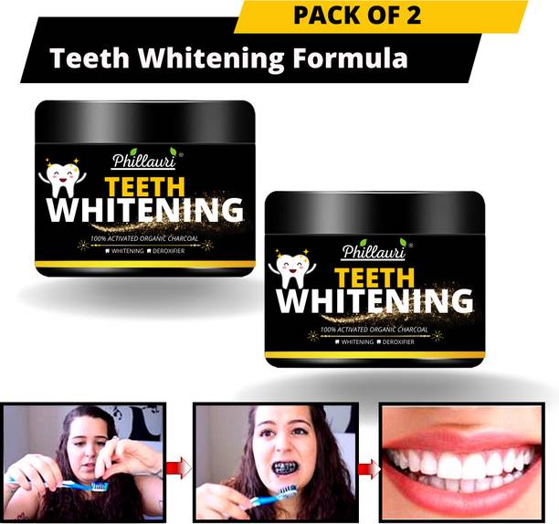 Phillauri Natural Activated Charcoal Teeth Whitening Powder- Teeth Whitening Kit Teeth Whitening Kit