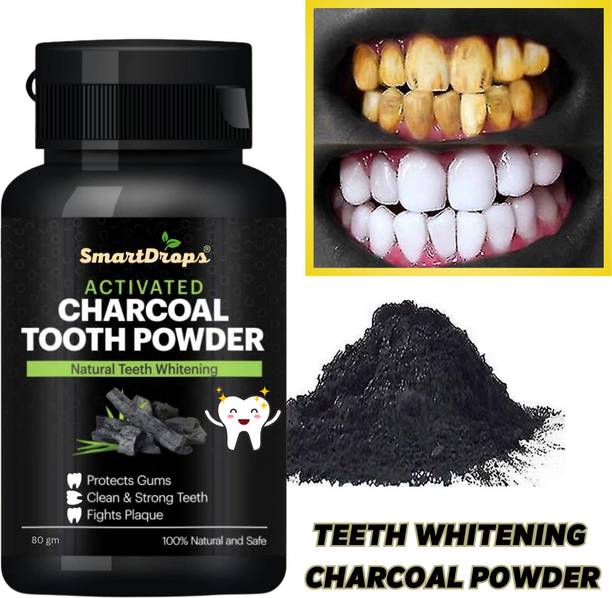 स्मार्टड्रॉप्स Teeth Whitening Charcoal Powder For & Stain Teeth Whitening Kit टीथ व्हाइटनिंग किट