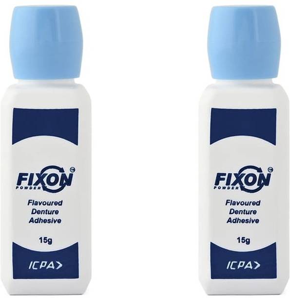 PRAKDENT Dental Fixon Powder Flavoured Denture Adhesive 15g Set of 2pc /No Teeth Whitening liquid