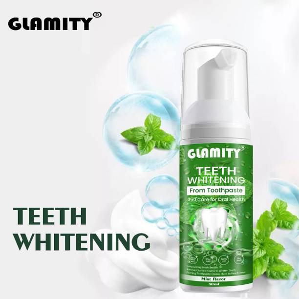 GLAMITY Teeth Whitening Foam To Removes Bad Breath Fights Germs For Men & Women- (50 ml) Teeth Whitening liquid