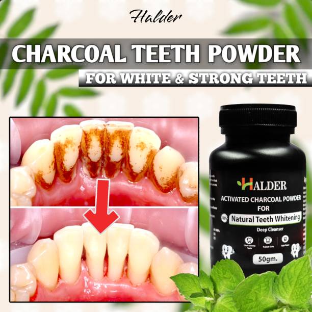 HALDER 100% Natural Charcoal for teeth powder | Pack of 2 | Removes Gukta Stain Teeth Wipe