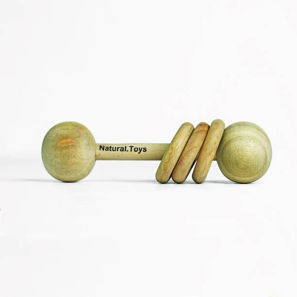 Natural.Toys Neem Wood Dumbble Rattler Child Safe Teether Completely Natural Wooden Toy Teether