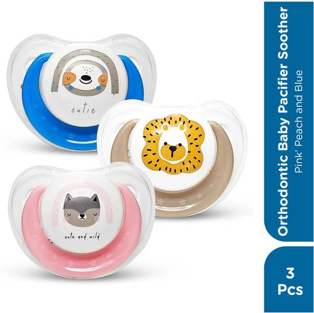 MeeMee Pacifier Soft Silicone Nipple| BPA Free | Oral Stimulatory | Teether - Pack of 3 Soother