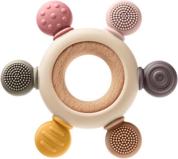 PRETOX Teething Toys for Babies, Baby Teethers Toy Ring Silicon, Grasping Toy Teether