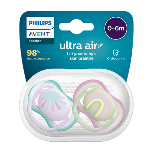 Philips Avent Ultra Air Soother | SCF085/59 | 0-6M | 98% acceptance* | Pack of 2 Soother