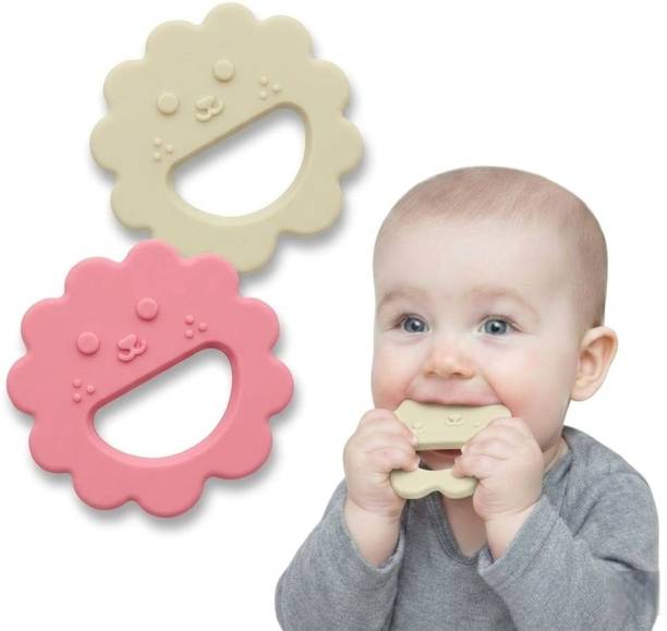 Bindian Silicone Baby Teether Combo Pack of 2 BPA Free Soft Chew Toy Teether and Feeder