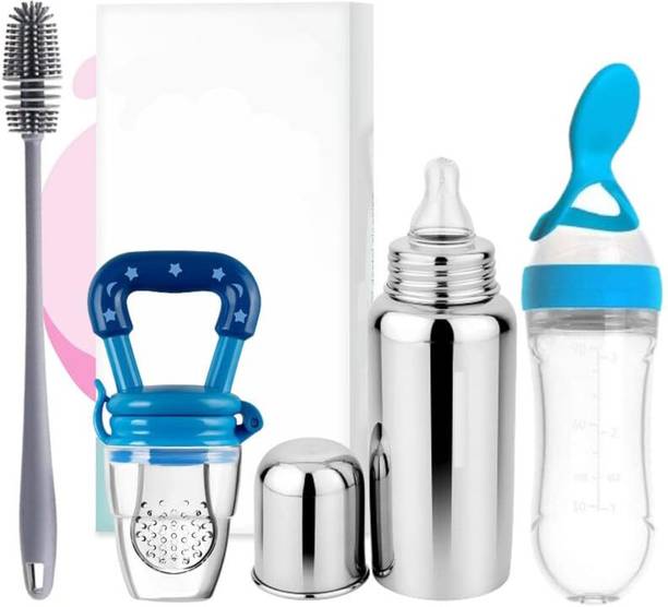 Nonababy Stainless Steel Milk Bottle for Kids Baby Feeding Products | Spoon Feeder 90ml  - Silicone
