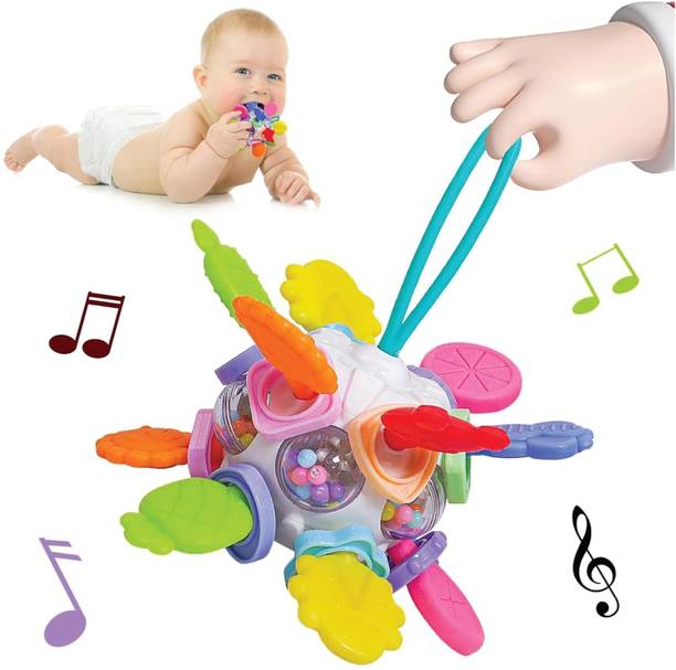 KIDOLOGY Silicone Ball Baby Teether Toy Sensory Rattle Toy for Infant & Toddler 6+ Months Teether