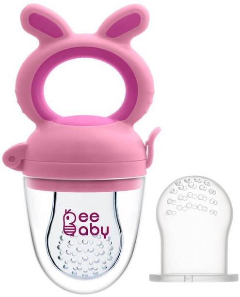 Beebaby Chewy Food & Fruit Silicone Nibbler with Extra Silicone Mesh. 3M+ (Pink) Teether and Feeder