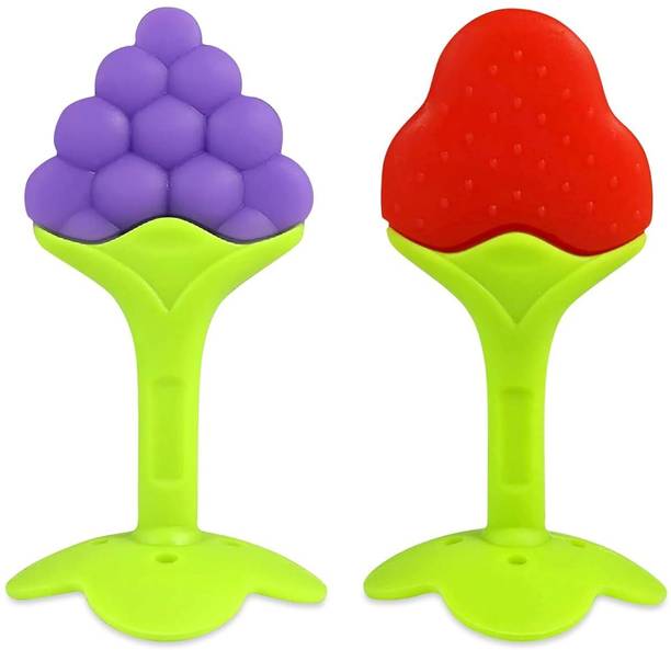 BRICKHEAD Silicone Baby Teething Fruit Shape Toy for 0-12 Months (Pack of - 4) Teether