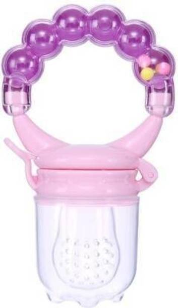 CHILD CHIC Baby's BPA-Free Silicone Nipple Food Nibbler for Fruit and Veggie with Rattle Handle Teether and Feeder Feeder
