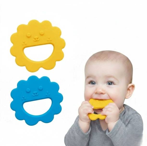Bindian Silicone Baby Teether Combo Pack of 2 BPA Free Soft Chew Toy Teether and Feeder