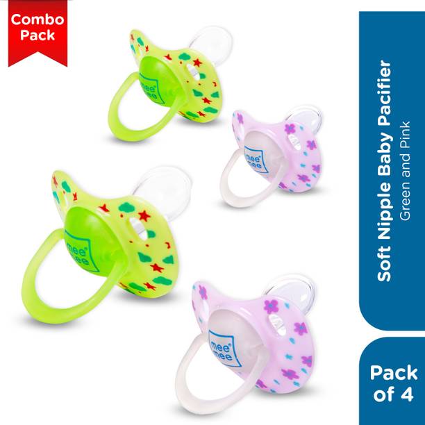 MeeMee Pacifier Soft Silicone Nipple| BPA Free | Oral stimulatory | Teether - Pack of 4 Soother