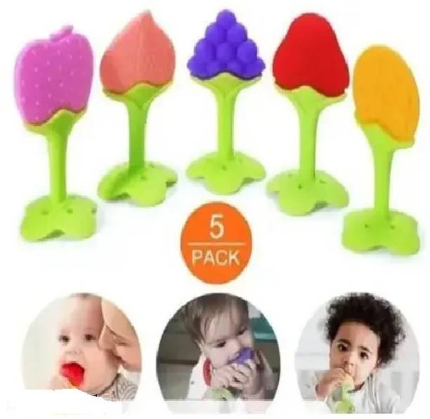 PAOUD Silicone BPA Free Fruit Shape Teethers for Baby/Infants Teether PACK OF 5 Teether