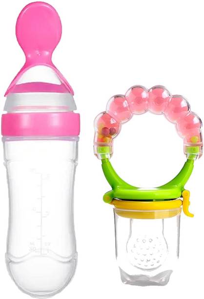 Wuxxa Pack of 2pcs Babies Silicone Spoon Food Feeder 90ml & Fruit Nibbler Feeder