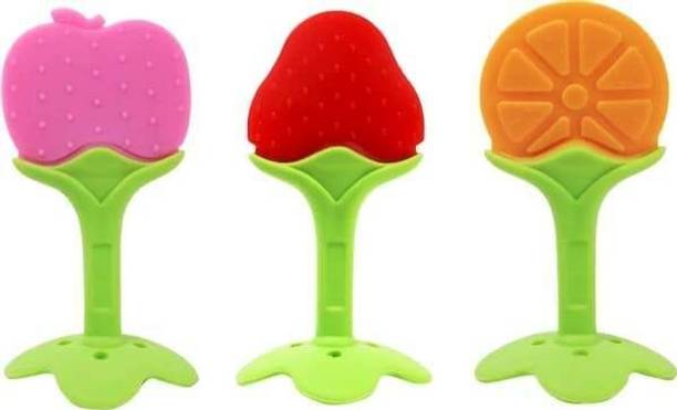 Roforuf Silicon Fruit Shape Baby Teether/Silicone Dental Care (pack of 3) Teether