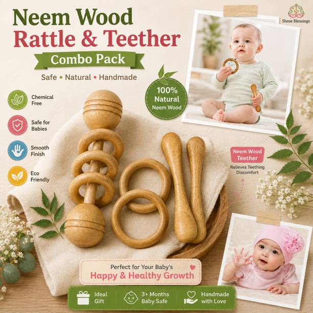 DGM Neem Wood Baby Teether | Made in India and Handmade Teether Teether