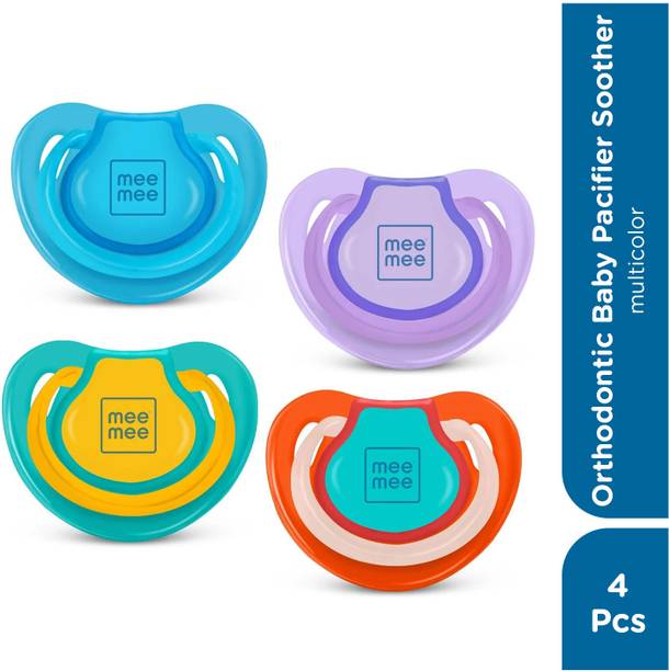 MeeMee Pacifier Soft Silicone Nipple| BPA Free | Oral Stimulatory | Teether - Pack of 4 Soother