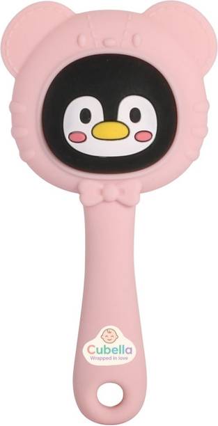 Cubella wrapped in love Penguin Face Rattle Teether | Soft Silicone Teether
