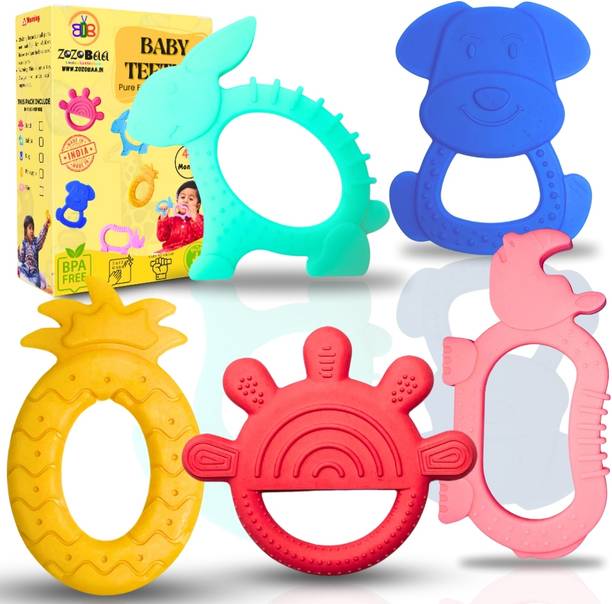 Zozobaa Soft Silicone Teether For Baby Gums, Pain-Relief, Non-Toxic, Soothing Teether Teether
