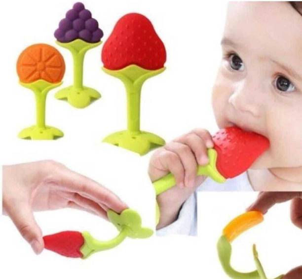 GS TRADERS Silicone Baby Teething, Fruit Shape Toy for 0-12 Months Teether