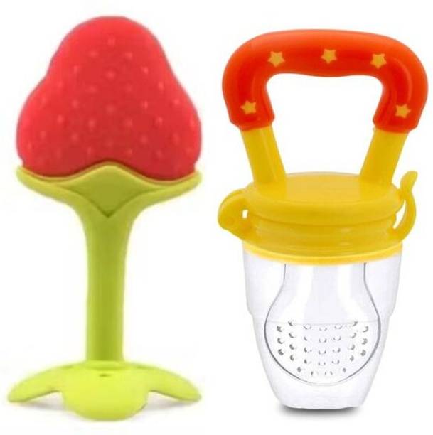 Roforuf BPA Free Baby Fruit Feeder Pacifier with Soft Fruit Teething Toy Teether and Feeder
