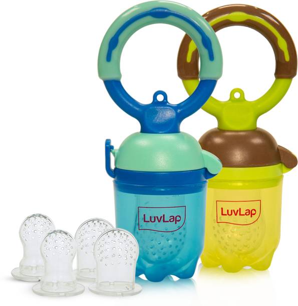 LuvLap Baby food and fruit feeder twin pack with three Feeder Sack sizes, BPA Free Feeder