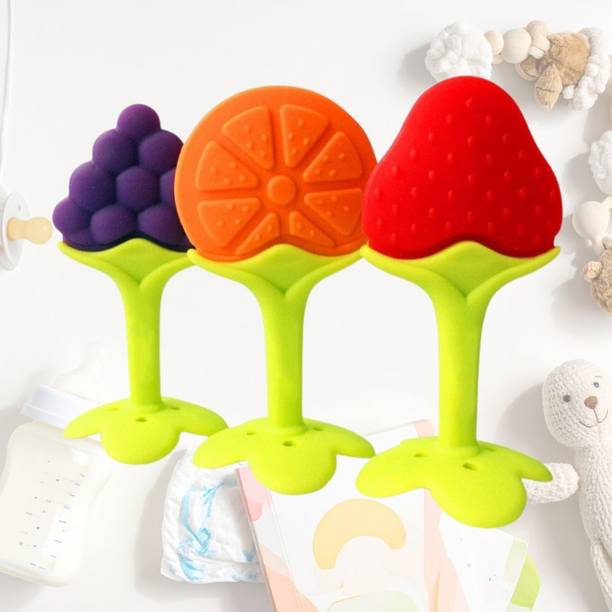 Roforuf Infant Fruit Shape Silicone Teether Set of 3 | BPA-Free Teether