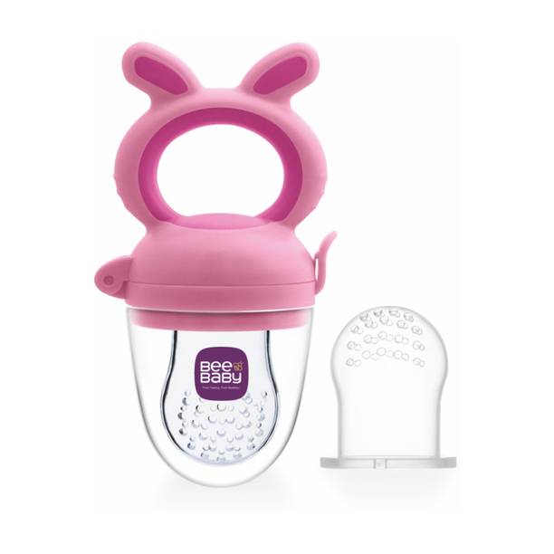 Beebaby Chewy Food & Fruit Silicone Nibbler with Extra Silicone Mesh. 3M+ (Pink) Teether and Feeder