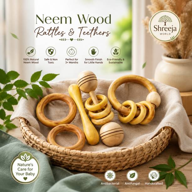 Shreeja World Neem Wooden Teether for Baby Teether