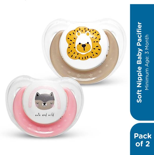 MeeMee Pacifier Soft Silicone Nipple| BPA Free | Oral Stimulatory | Teether - Pack of 2 Soother