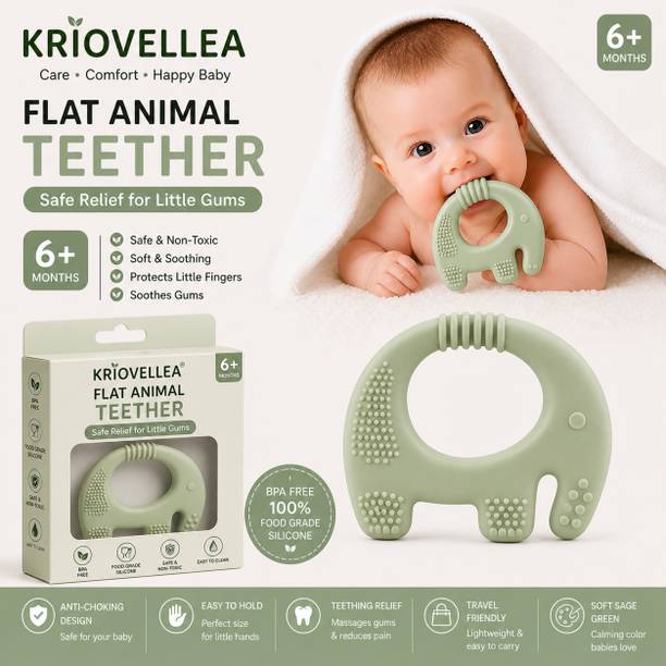 KRIOVELLEA Silicone Baby Teether BPA Free Soft Chew Toy for Teething Babies Teether