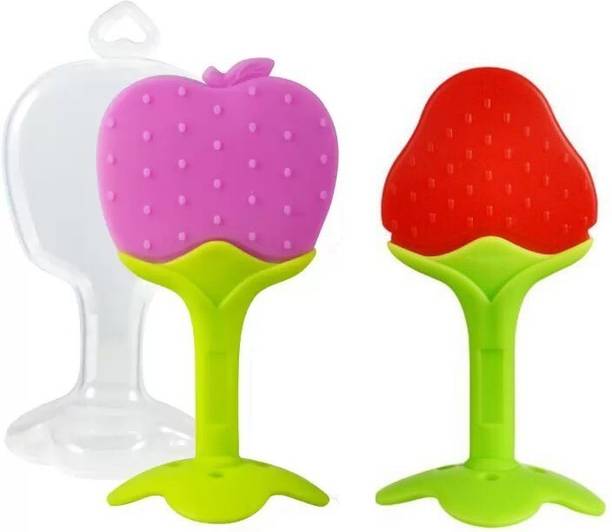 AEREX Baby Teething Toys Soft and Natural Fruit Shape Teether for Baby (Pack of 2) Teether and Feeder
