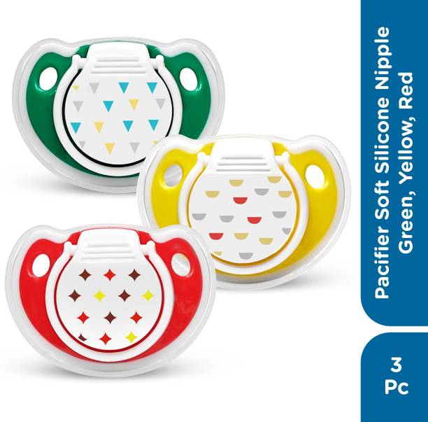 MeeMee Pacifier Soft Silicone Nipple| BPA Free | Oral Stimulatory | Teether - Pack of 3 Soother