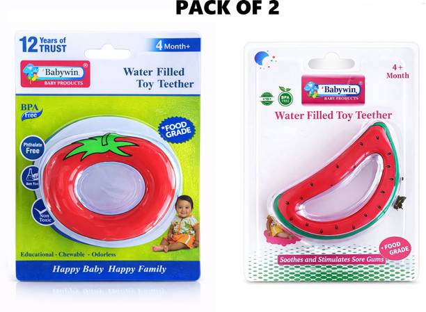 BABYWIN Water Teether Fruit Shape Baby Teething Toy 4m+ (Tomato, Watermelon) Teether