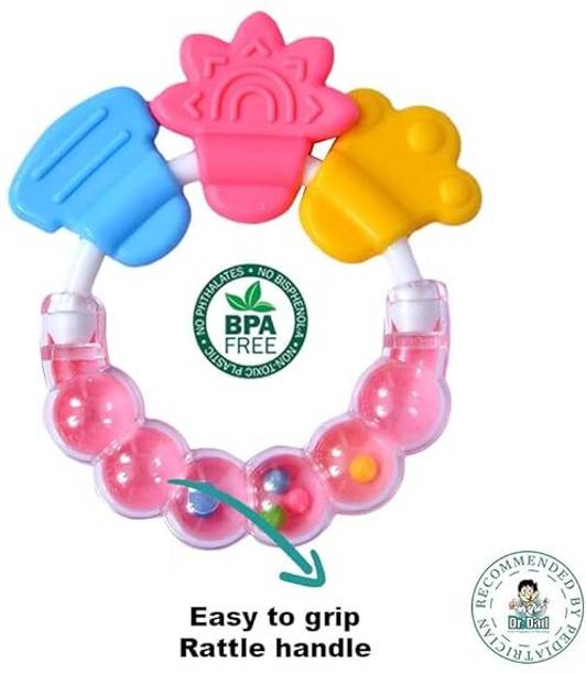 qtypie Baby Teething Toys Soft and Natural Bell Rattle Teether for Baby Teether