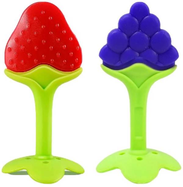 QinPin Silicone Teethers for newborn. Fruit shape, BPA free, gentle to chew on Teether