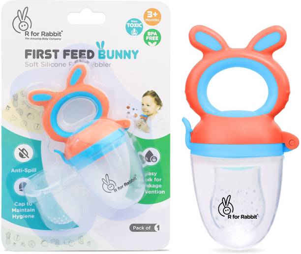 R for Rabbit First Feed Bunny Shaped Fruit and Food Feeder Nibbler for Baby Teether and Feeder