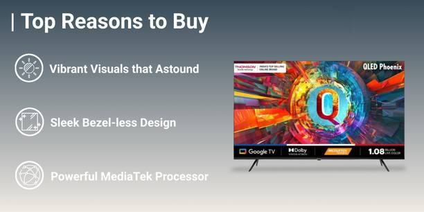 Thomson Phoenix 108 cm (43 inch) QLED Ultra HD (4K) Smart Google TV with HDR 10 | Dolby Atmos | 40W Sound