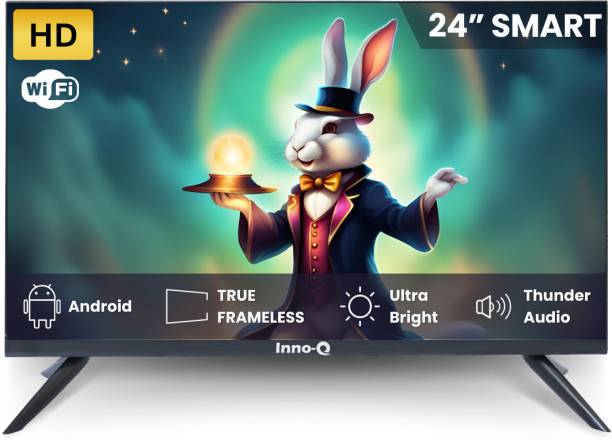 InnoQ 2024 Frameless 60 cm (24 inch) HD Ready LED Smart Android Based TV with 1000+ Apps | Mobile Screen Cast | 24W Thunder Speakers | Ultra Bright Panel | Edge Series