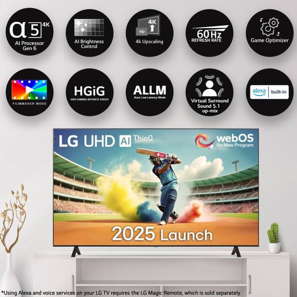 LG UR75 126 cm (50 inch) Ultra HD (4K) LED Smart WebOS TV 2025 Edition with Alpha5 AI Processor 4K Gen6 | 100+ Free Channels | AI Brightness | 4K Upscaling | 60 Hz Refresh Rate…