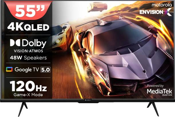 MOTOROLA 140 cm (55 inch) QLED Ultra HD (4K) Smart Google TV 2025 Edition with 5.0 with 48 W speaker, 120Hz Game accelerator, and Dolby Atmos