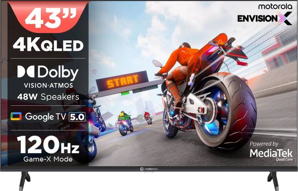 MOTOROLA 109 cm (43 inch) QLED Ultra HD (4K) Smart Google TV 2025 Edition with 5.0 with 48 W speaker, 120Hz Game accelerator, and Dolby Atmos