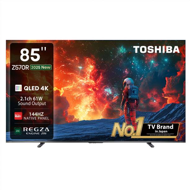 TOSHIBA 85Z570RP 215 cm (85 inch) QLED Ultra HD (4K) Smart VIDAA TV 2025 Edition with 2.1CH REGZA powerful Sound, 144Hz Native Panel and�Hands-free Voice Control