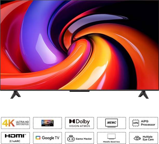 iFFALCON by TCL U65 138 cm (55 inch) Ultra HD (4K) LED Smart Google TV 2025 Edition with MEMC | Dolby Vision-Atmos | HVA Panel & Metallic Bezel-Less