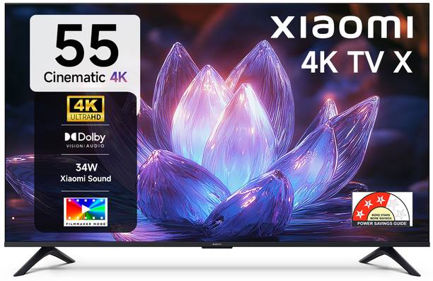 XIAOMI X Series 138 cm (55 inch) Ultra HD (4K) LED Smart Google TV with Dolby Vision | HDR 10 | 34W Dolby Audio | Xiaomi Sound | Film-maker Mode | 120 Hz Game Booster | Mi TV