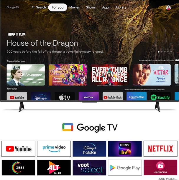 iFFALCON by TCL U65 138 cm (55 inch) Ultra HD (4K) LED Smart Google TV 2025 Edition with MEMC | Dolby Vision-Atmos | HVA Panel & Metallic Bezel-Less