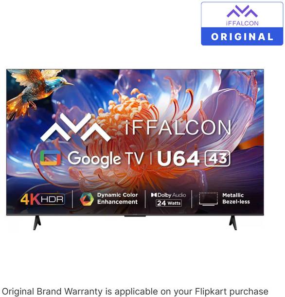 iFFALCON by TCL U64 108 cm (43 inch) Ultra HD (4K) LED Smart Google TV with 24W Audio, HDR10