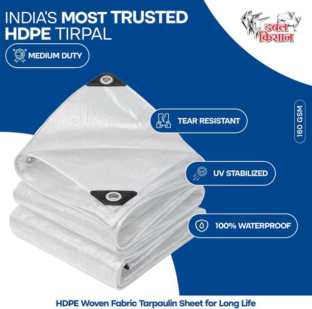 Double Kissan 160 GSM Tarpaulin Sheet 8x8ft Clear Tent - For Trucks, Industry, Construction, Warehouses, Farm & Rain Shelter